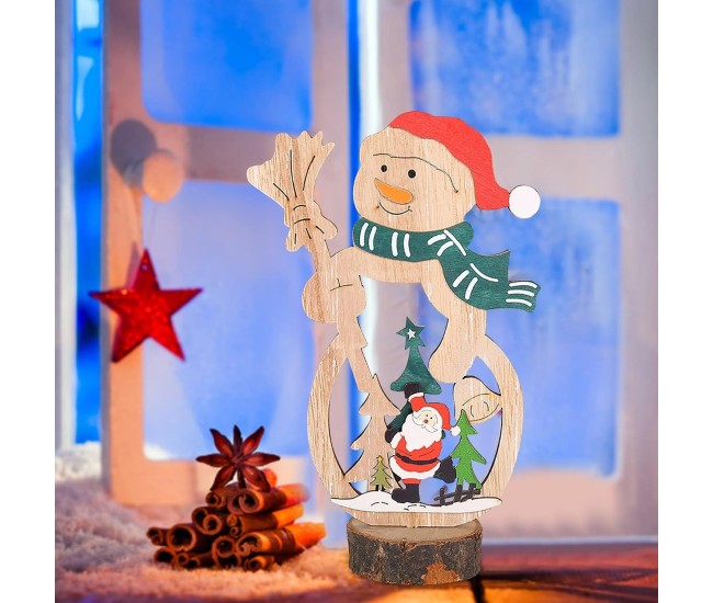 Decoratiune de Craciun, Flippy, din Lemn, 11 x 20 cm, Model Om de Zapada cu Caciula Rosie, Multicolor Decoratiune de Craciun, Flippy, din Lemn, 11 x 20 cm, Model Om de Zapada cu Caciula Rosie, Multicolor