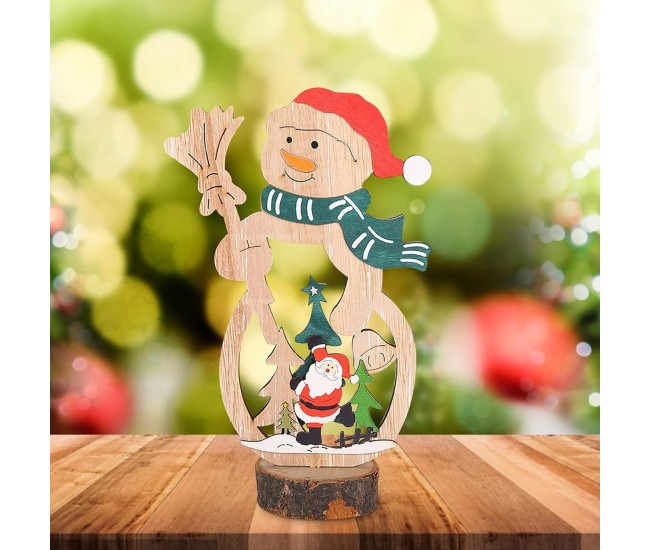 Decoratiune de Craciun, Flippy, din Lemn, 11 x 20 cm, Model Om de Zapada cu Caciula Rosie, Multicolor Decoratiune de Craciun, Flippy, din Lemn, 11 x 20 cm, Model Om de Zapada cu Caciula Rosie, Multicolor