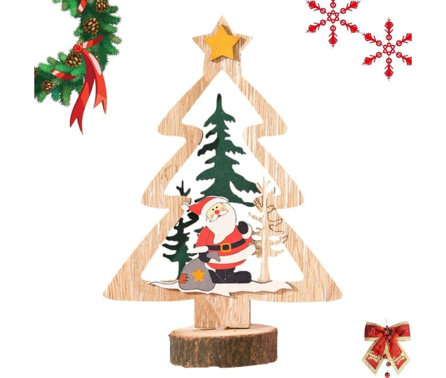 Decoratiune de Craciun, Flippy, din Lemn, 13.5 x 20 cm, Model Brad cu Stea Galbena, Multicolor Decoratiune de Craciun, Flippy, din Lemn, 13.5 x 20 cm, Model Brad cu Stea Galbena, Multicolor