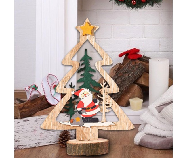 Decoratiune de Craciun, Flippy, din Lemn, 13.5 x 20 cm, Model Brad cu Stea Galbena, Multicolor Decoratiune de Craciun, Flippy, din Lemn, 13.5 x 20 cm, Model Brad cu Stea Galbena, Multicolor