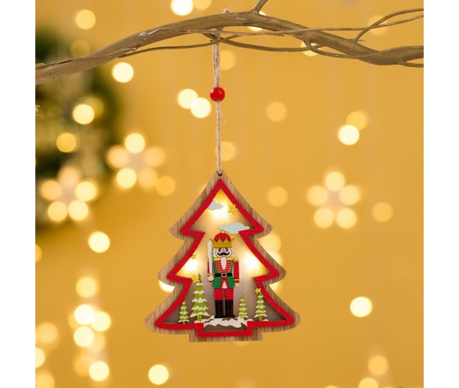 Ornament de Brad, Flippy, cu Lumini LED, din Lemn, Figurina Spargatorul de Nuci, Model Brad, Multicolor Ornament de Brad, Flippy, cu Lumini LED, din Lemn, Figurina Spargatorul de Nuci, Model Brad, Multicolor