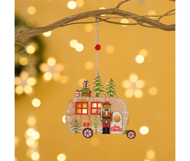 Ornament de Brad, Flippy, cu Lumini LED, din Lemn, Figurina Spargatorul de Nuci, Model Masina, Multicolor Ornament de Brad, Flippy, cu Lumini LED, din Lemn, Figurina Spargatorul de Nuci, Model Masina, Multicolor