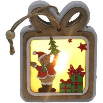 Ornament de Brad, Flippy, cu Lumini LED, din Lemn, Model Cadou, Multicolor Ornament de Brad, Flippy, cu Lumini LED, din Lemn, Model Cadou, Multicolor