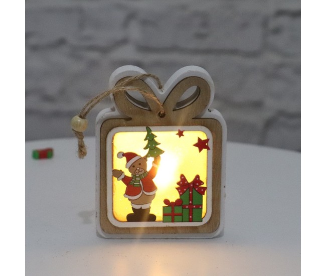 Ornament de Brad, Flippy, cu Lumini LED, din Lemn, Model Cadou, Multicolor Ornament de Brad, Flippy, cu Lumini LED, din Lemn, Model Cadou, Multicolor