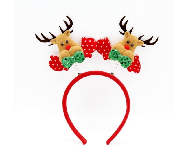 Coronita Decorativa, Flippy, Tema Craciun, 12 x 25 cm, Model Reni cu Coarne, Marime Universala, Rosu/Maro Coronita Decorativa, Flippy, Tema Craciun, 12 x 25 cm, Model Reni cu Coarne, Marime Universala, Rosu/Maro