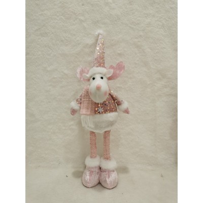 Figurina Craciun, Flippy, Ren, Picioare Telescopice, Inaltime Reglabila 44-54cm, Roz