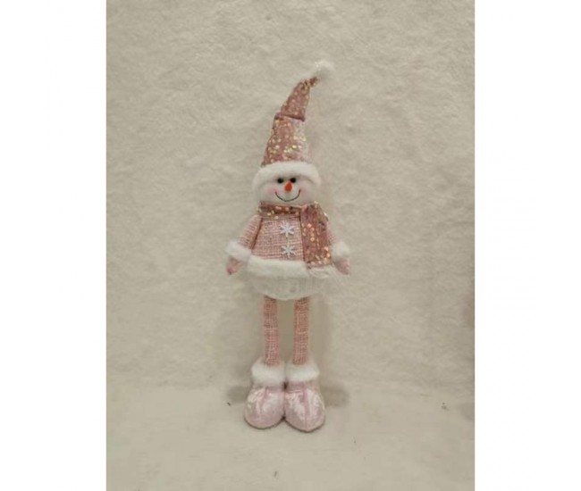 Figurina Craciun, Flippy, Om de Zapada, Picioare Telescopice, Inaltime Reglabila 44-54cm, Roz