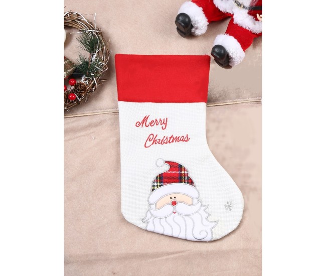 Ciorap Cadouri, culoare alba, imprimeu Mos Craciun, marimea 16x30 cm, Flippy Ciorap Cadouri, culoare alba, imprimeu Mos Craciun, marimea 16x30 cm, Flippy