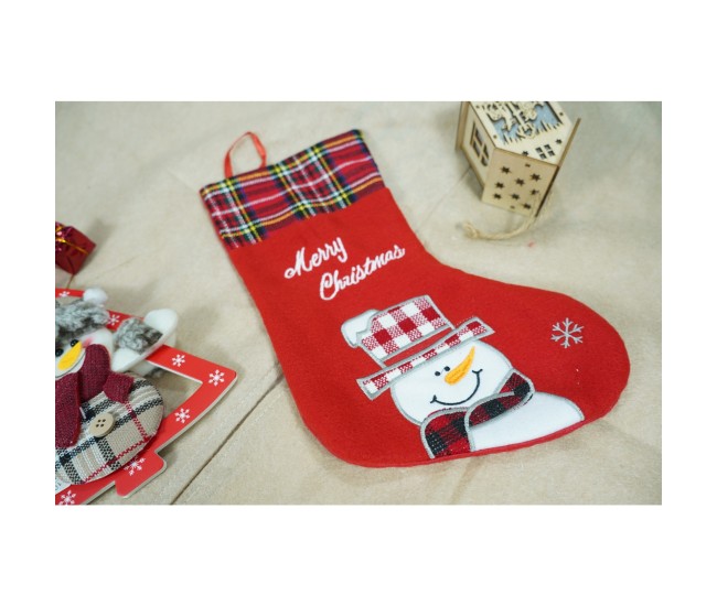 Ciorap Cadouri, culoare rosie, imprimeu om de zapada,marimea 15x30 cm, Flippy Ciorap Cadouri, culoare rosie, imprimeu om de zapada,marimea 15x30 cm, Flippy