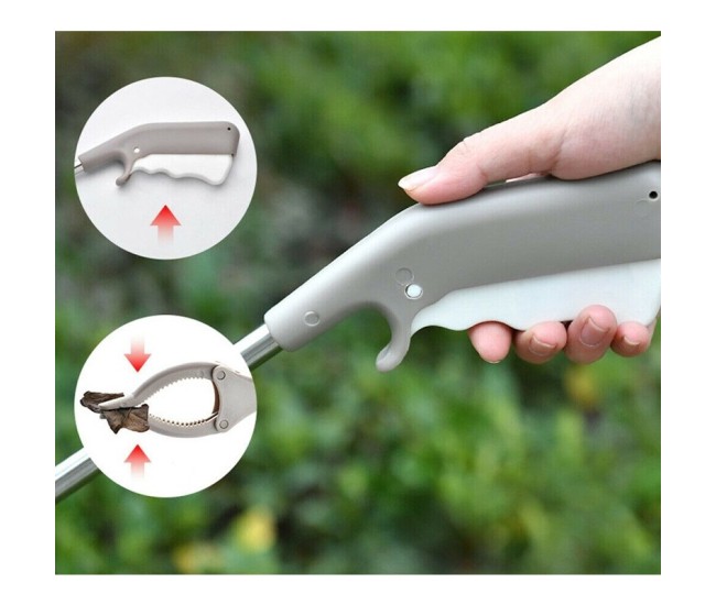 Cleste pentru Colectarea Deseurilor, Flippy, din Metal si Plastic, 77.5 cm, Fara Maini Murdare, Gri Cleste pentru Colectarea Deseurilor, Flippy, din Metal si Plastic, 77.5 cm, Fara Maini Murdare, Gri