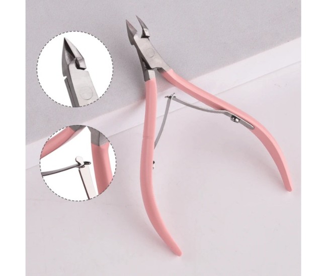 Cleste pentru Unghii si Cuticule, Flippy, din Otel Inoxidabil, Protectie Varf, 17 x 7 x 2 cm, Roz