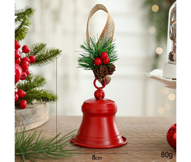 Clopot decorativ pentru Brad Craciun, Flippy, Clopot din Metal cu Funda si Crenguta de Brad pentru Decoratiune de Craciun, 10 x 8 x 8 cm, Rosu Clopot decorativ pentru Brad Craciun, Flippy, Clopot din Metal cu Funda si Crenguta de Brad pentru Decoratiune de Craciun, 10 x 8 x 8 cm, Rosu