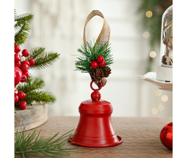 Clopot decorativ pentru Brad Craciun, Flippy, Clopot din Metal cu Funda si Crenguta de Brad pentru Decoratiune de Craciun, 10 x 8 x 8 cm, Rosu Clopot decorativ pentru Brad Craciun, Flippy, Clopot din Metal cu Funda si Crenguta de Brad pentru Decoratiune de Craciun, 10 x 8 x 8 cm, Rosu