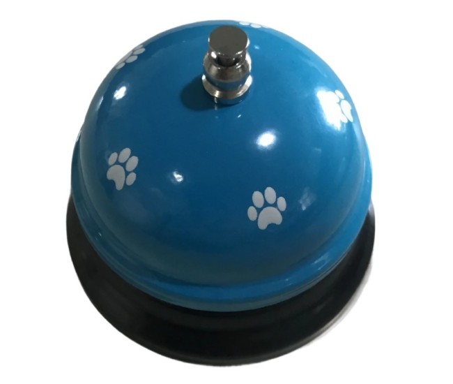 Clopotel Metalic Multifunctional, Flippy, Alastru cu Imprimeu Labuta Alba, 7.5x7.5x6.5 cm, Dresaj, Receptie, Restaurante