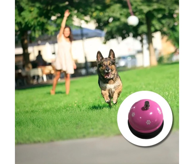 Clopotel Metalic Multifunctional, Flippy, Roz cu Imprimeu Labuta Alba, 7.5x7.5x6.5 cm, Dresaj, Receptie, Restaurante