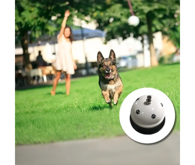 Clopotel Metalic Multifunctional, Flippy, Alb cu Imprimeu Labuta Neagra, 7.5x7.5x6.5 cm, Dresaj, Receptie, Restaurante