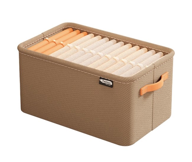 Cutie Depozitare Flippy, pentru Haine, lucruri, din Textil cu Cadru Metalic, Manere Laterale, forma Dreptunghiulara, 42 x 28 x 25 cm, volum 29 L, Kaki Cutie Depozitare Flippy, pentru Haine, lucruri, din Textil cu Cadru Metalic, Manere Laterale, forma Dreptunghiulara, 42 x 28 x 25 cm, volum 29 L, Kaki