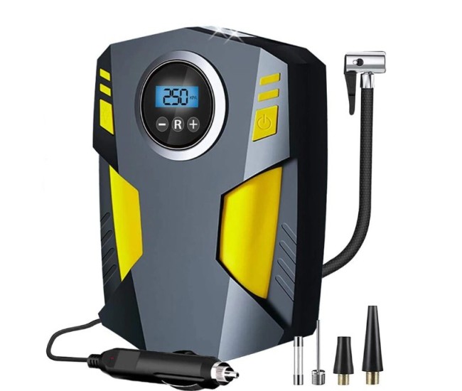Compresor Auto Portabil cu Lanterna si Afisaj Electornic Flippy, DC 12V, 120W, 35L/min, Cablu de alimentare 3m, Pompa Biciclete, Moto, Mingi, Saltele, Max 10.3bar, lumina LED, Negru Compresor Auto Portabil cu Lanterna si Afisaj Electornic Flippy, DC 12V, 120W, 35L/min, Cablu de alimentare 3m, Pompa Biciclete, Moto, Mingi, Saltele, Max 10.3bar, lumina LED, Negru