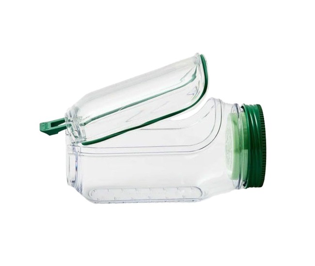 Container Caserola pentru Salata,, Flippy, Borcan pentru Salata, din PP, Gradat in ml, 1L, 19 x 10 x 10 cm, Capac Verde, Transparenta