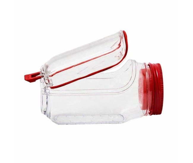 Container Caserola pentru Salata,, Flippy, Borcan pentru Salata, din PP, Gradat in ml, 1L, 19 x 10 x 10 cm, Capac Rosu, Transparenta