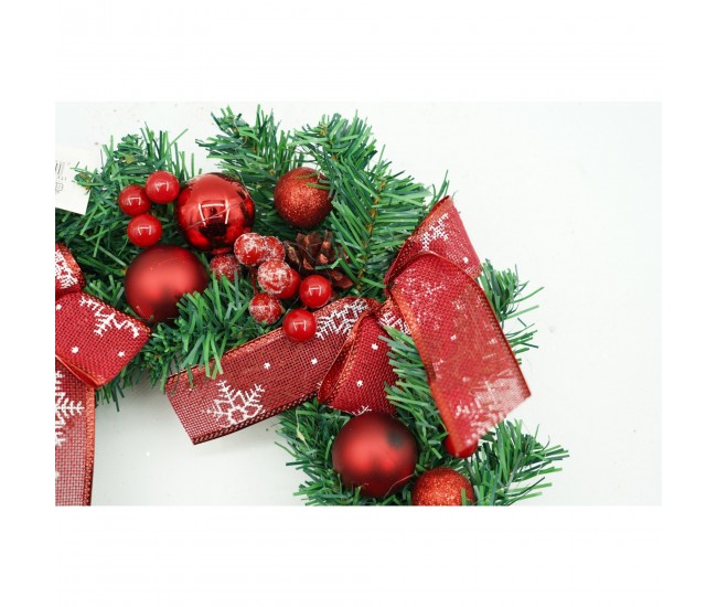 Coronita de Craciun pentru usa, Rosu/Verde, 35 cm, PVC, Artificiala, Decorata, Interior/Exterior, Flippy Coronita de Craciun pentru usa, Rosu/Verde, 35 cm, PVC, Artificiala, Decorata, Interior/Exterior, Flippy