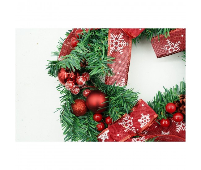 Coronita de Craciun pentru usa, Rosu/Verde, 35 cm, PVC, Artificiala, Decorata, Interior/Exterior, Flippy Coronita de Craciun pentru usa, Rosu/Verde, 35 cm, PVC, Artificiala, Decorata, Interior/Exterior, Flippy