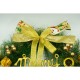Coronita de Craciun pentru usa, Verde/Auriu, 40 cm, PVC, Artificiala, Decorata, Interior/Exterior, Flippy