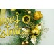 Coronita de Craciun pentru usa, Verde/Auriu, 40 cm, PVC, Artificiala, Decorata, Interior/Exterior, Flippy