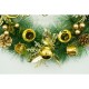 Coronita de Craciun pentru usa, Verde/Auriu, 40 cm, PVC, Artificiala, Decorata, Interior/Exterior, Flippy