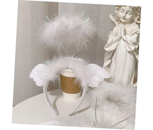 Coronita de Ingeras pentru Copii, Flippy, Bentita cu Aura, Marime Universala, Alb