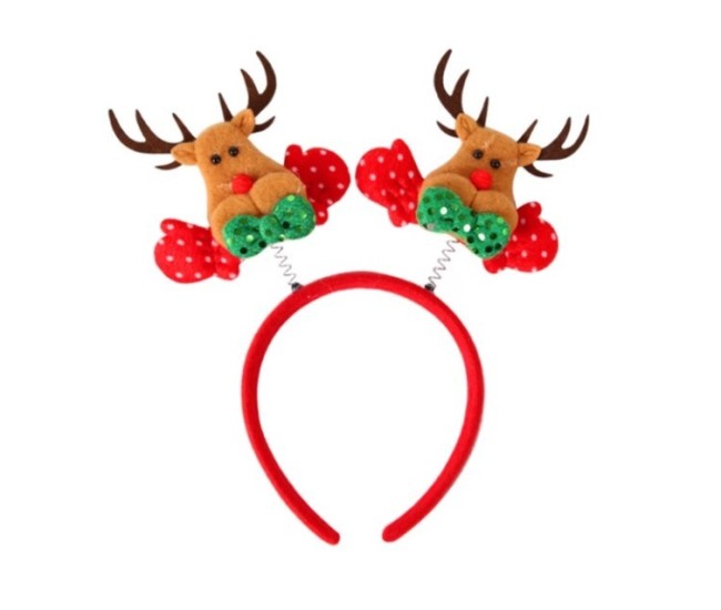 Coronita Decorativa, Flippy, Tema Craciun, 12 x 25 cm, Model Reni cu Coarne, Marime Universala, Rosu/Maro Coronita Decorativa, Flippy, Tema Craciun, 12 x 25 cm, Model Reni cu Coarne, Marime Universala, Rosu/Maro