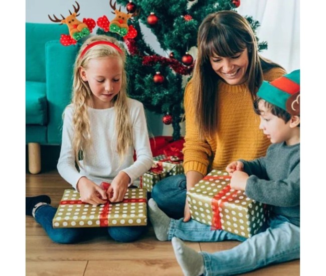 Coronita Decorativa, Flippy, Tema Craciun, 12 x 25 cm, Model Reni cu Coarne, Marime Universala, Rosu/Maro Coronita Decorativa, Flippy, Tema Craciun, 12 x 25 cm, Model Reni cu Coarne, Marime Universala, Rosu/Maro