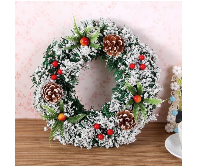 Coronita pentru Craciun Flippy, diametru 30 cm, din brad artificial, decorata cu conuri si merisoare, inzapezit. Verde/Alb Coronita pentru Craciun Flippy, diametru 30 cm, din brad artificial, decorata cu conuri si merisoare, inzapezit. Verde/Alb