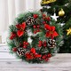 Coronita pentru Craciun Flippy, diametru 32 cm, din brad artificial, decorata cu conuri si merisoare, 3 Funde Rosii. Verde/Alb Coronita pentru Craciun Flippy, diametru 32 cm, din brad artificial, decorata cu conuri si merisoare, 3 Funde Rosii. Verde/Alb