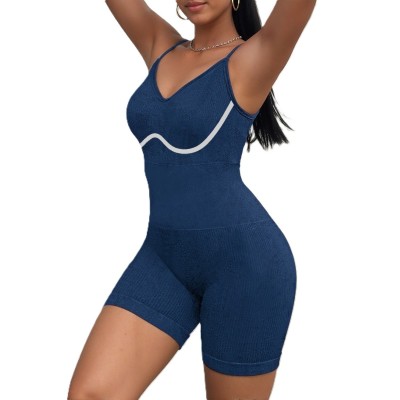 Costum de Fitness/Yoga, Flippy, One Piece, pentru Femei, Material Elastic, Spandex, Albastru, Marime L