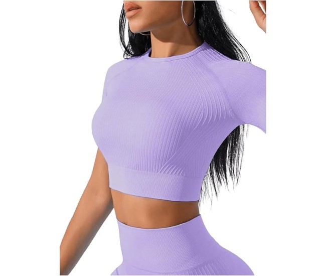 Costum pentru Fitness/Yoga, Flippy, pentru Femei, Material Elastic, Spandex, Talie Inalta, Mov, Marime S Costum pentru Fitness/Yoga, Flippy, pentru Femei, Material Elastic, Spandex, Talie Inalta, Mov, Marime S