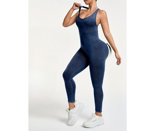 Costum Sport de Dama, Flippy, One Piece, pentru Yoga, Elastic, Fara Cusaturi, Albastru Marin, Marime M