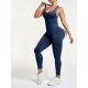 Costum Sport de Dama, Flippy, One Piece, pentru Yoga, Elastic, Fara Cusaturi, Albastru Marin, Marime M