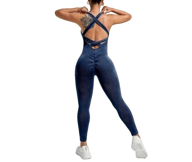 Costum Sport de Dama, Flippy, One Piece, pentru Yoga, Elastic, Fara Cusaturi, Albastru Marin, Marime M