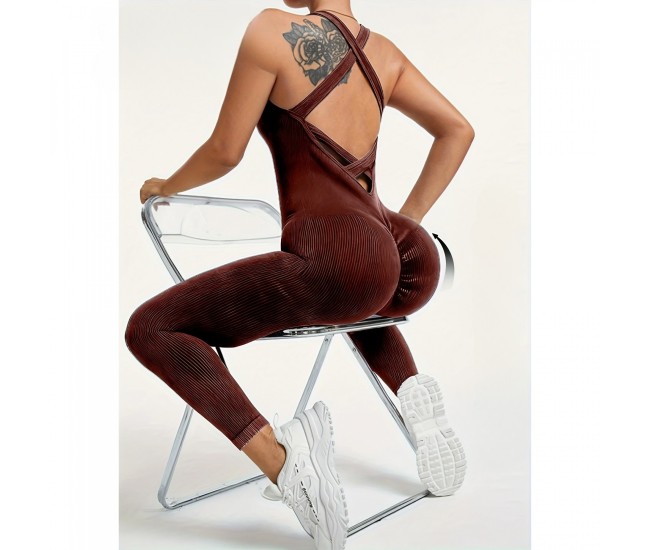 Costum Sport de Dama, Flippy, One Piece, pentru Yoga, Elastic, Fara Cusaturi, Maro Inchis, Marime L Costum Sport de Dama, Flippy, One Piece, pentru Yoga, Elastic, Fara Cusaturi, Maro Inchis, Marime L