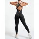 Costum Sport de Dama, Flippy, One Piece, pentru Yoga, Elastic, Fara Cusaturi, Negru, Marime L