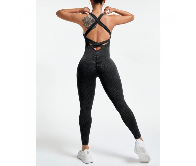 Costum Sport de Dama, Flippy, One Piece, pentru Yoga, Elastic, Fara Cusaturi, Negru, Marime XL