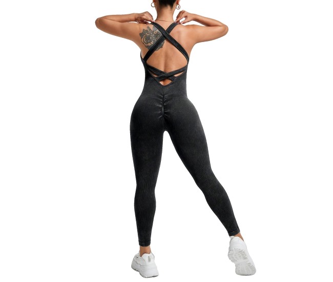 Costum Sport de Dama, Flippy, One Piece, pentru Yoga, Elastic, Fara Cusaturi, Negru, Marime XL