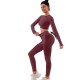 Costum Sport de Dama, Flippy, pentru Yoga, Talie Inalta, Top Scurt, Elastic, Burgundy, Marime L Costum Sport de Dama, Flippy, pentru Yoga, Talie Inalta, Top Scurt, Elastic, Burgundy, Marime L