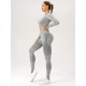 Costum Sport de Dama, Flippy, pentru Yoga, Talie Inalta, Top Scurt, Elastic, Gri, Marime L