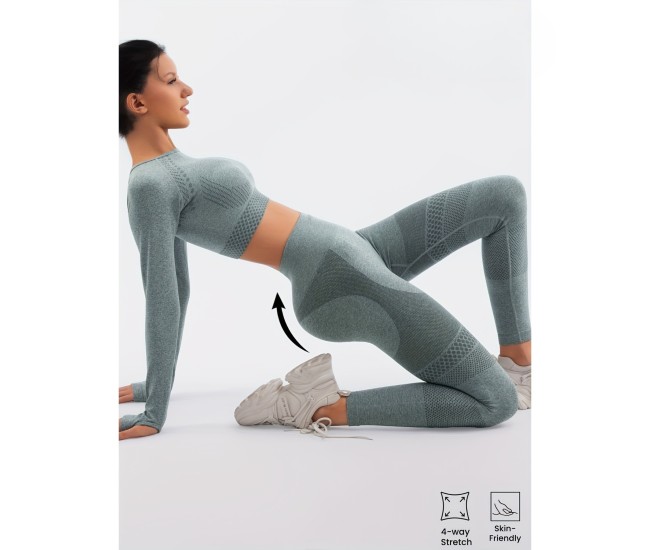 Costum Sport de Dama, Flippy, pentru Yoga, Talie Inalta, Top Scurt, Elastic, Verde Menta, Marime M Costum Sport de Dama, Flippy, pentru Yoga, Talie Inalta, Top Scurt, Elastic, Verde Menta, Marime M