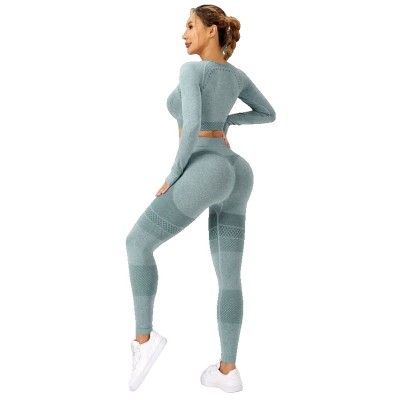Costum Sport de Dama, Flippy, pentru Yoga, Talie Inalta, Top Scurt, Elastic, Verde Menta, Marime M
