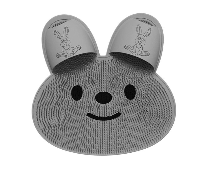 Covoras de Baie, Flippy, pentru Masaj/Spalat Picioare, din TPE, Antiderapant, 45 x 45 cm, Model Iepuras, Gri