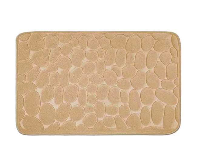 Covoras pentru Baie Antiderapant, Flippy, Uscare Rapida, Model 3D Piatra, 40x60 cm, Bej