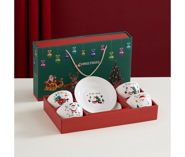 Set Vesela Festiva, Flippy, Tema Craciun, 4 x Boluri 300 ml, 2 x Farfurii 18 x 3.4 cm, din Ceramica, Model 2, Multicolor Set Vesela Festiva, Flippy, Tema Craciun, 4 x Boluri 300 ml, 2 x Farfurii 18 x 3.4 cm, din Ceramica, Model 2, Multicolor
